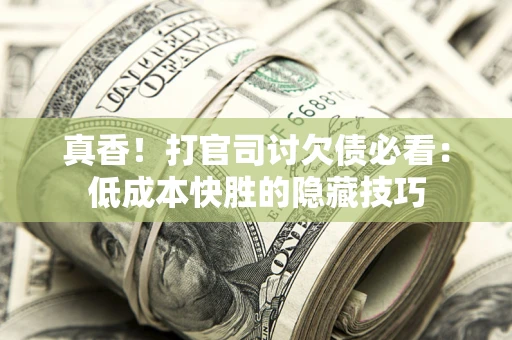 济南真香！打官司讨欠债必看：低成本快胜的隐藏技巧